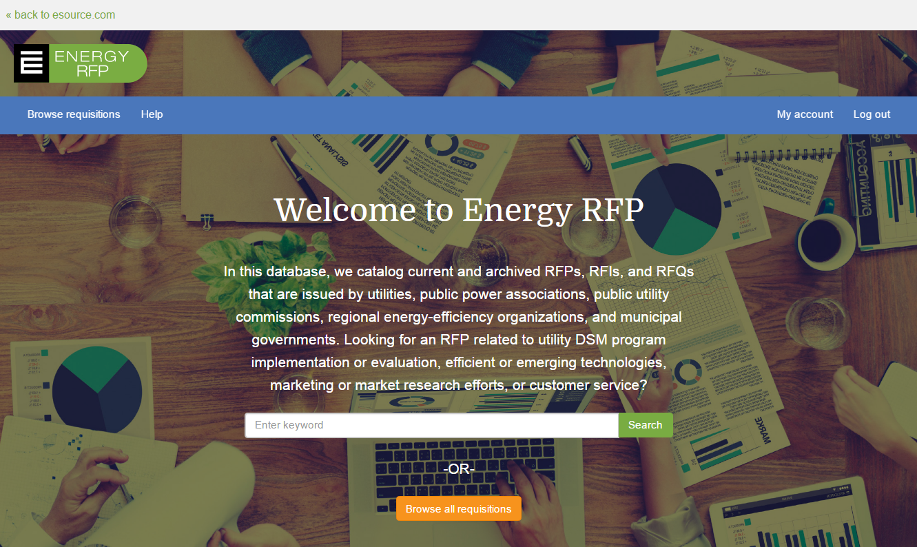 Energy RFP Screenshot of Energy RFP tool