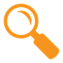 Orange magnifying glass icon