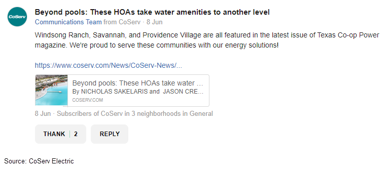 A post from CoServ Electric on Nextdoor.com