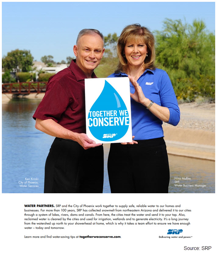 Screenshot of an ad showing two people holding a sign that reads Together We Conserve